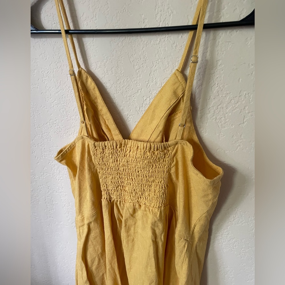 **NWT** size M Love Tree yellow linen blend button-down dress - Picture 2 of 7
